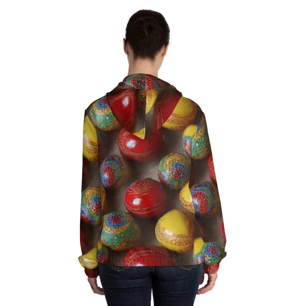 Carnival Baubles on Women's Full-Zip Hoodie — Back On Person