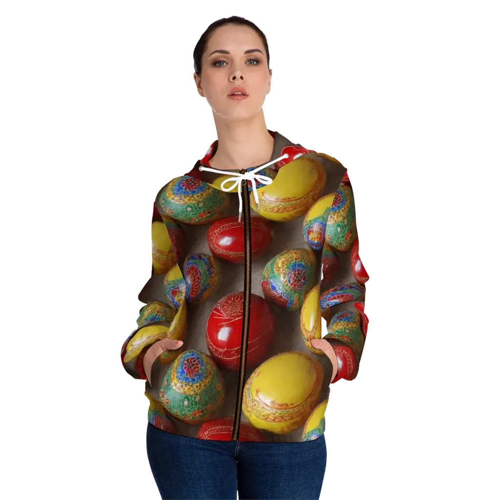 Carnival Baubles on Women's Full-Zip Hoodie — Front On Person