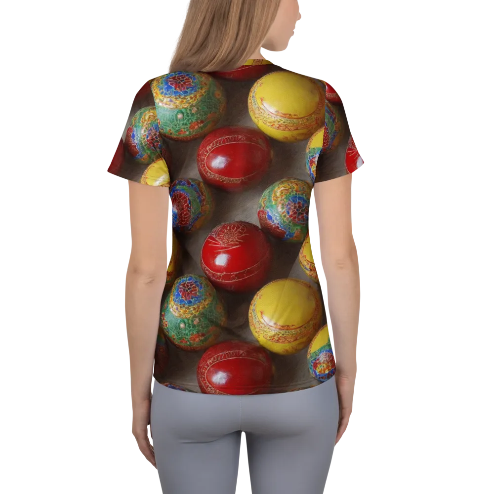 Carnival Baubles on Women's Athletic T-Shirt — Back
