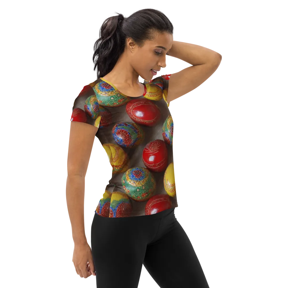 Carnival Baubles on Women's Athletic T-Shirt — Right