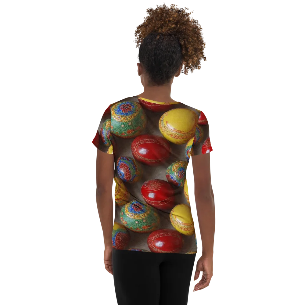 Carnival Baubles on Women's Athletic T-Shirt — Back