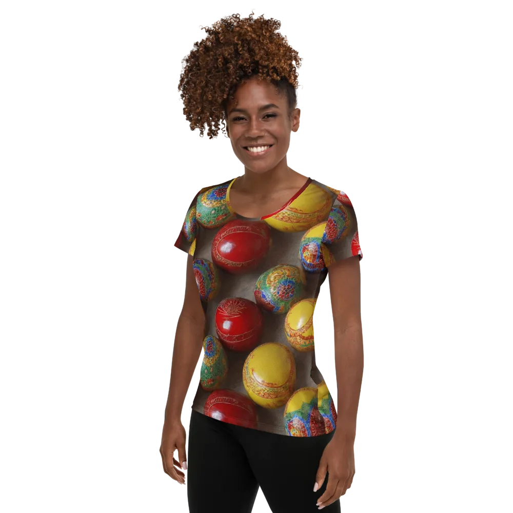 Carnival Baubles on Women's Athletic T-Shirt — Left