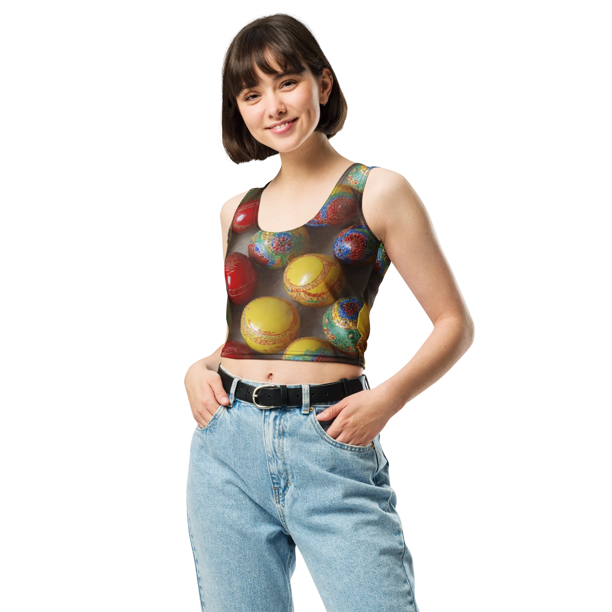 Carnival Baubles on Crop Top — Front