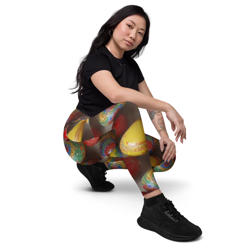 Carnival Baubles on Leggings with Pockets — Right Front