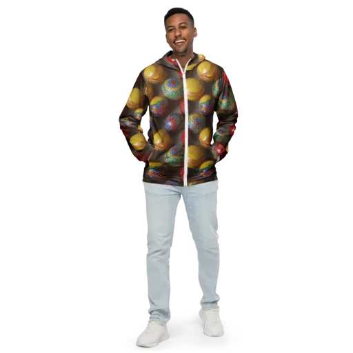 Carnival Baubles on a Men's Windbreaker