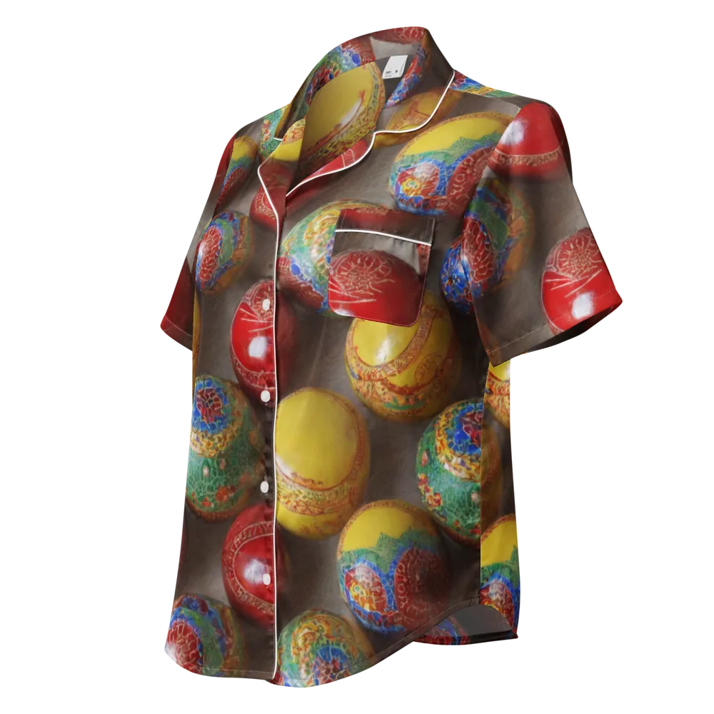 Carnival Baubles on Women's Short Sleeve Pajama Top — Left Front