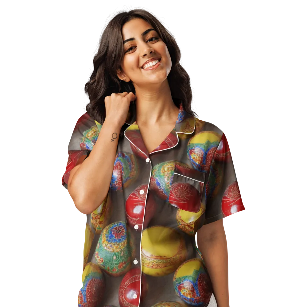 Carnival Baubles on Women's Short Sleeve Pajama Top — Front