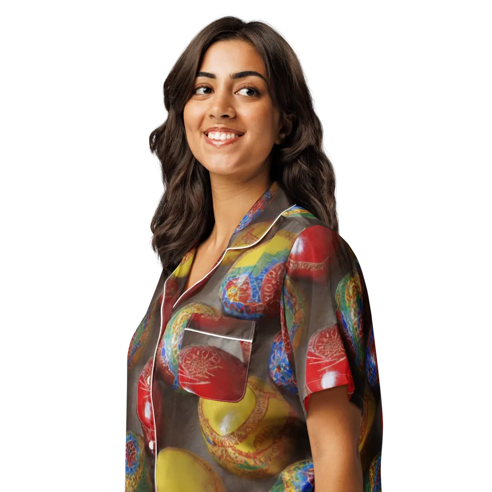 Carnival Baubles on Women's Short Sleeve Pajama Top — Left Front