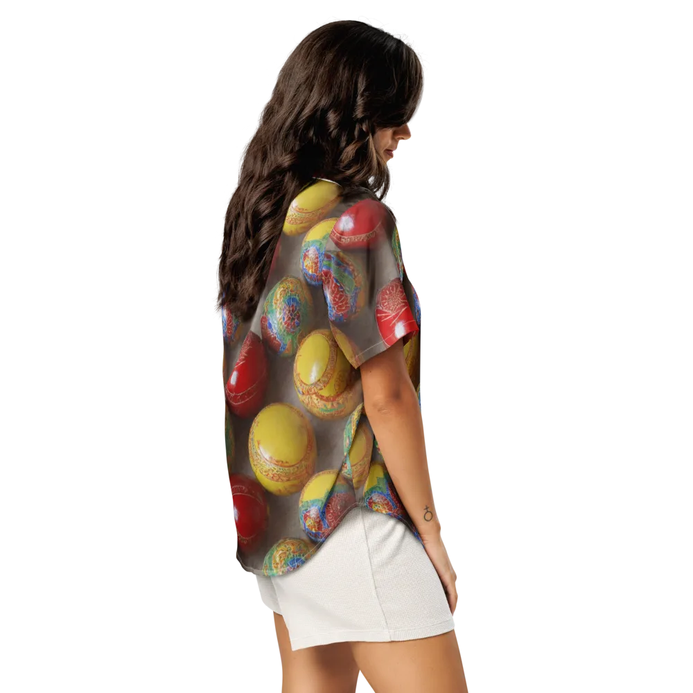 Carnival Baubles on Women's Short Sleeve Pajama Top — Right Back