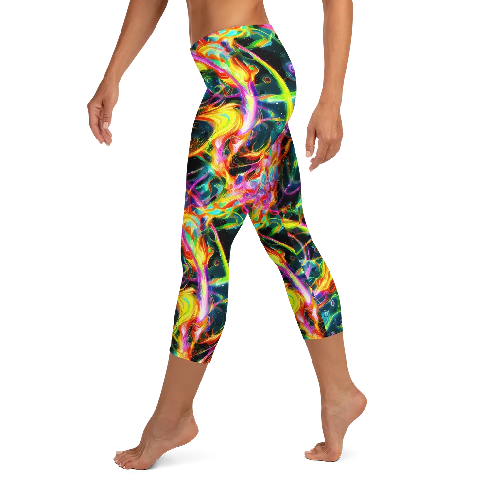 Astral Firestorm on Capri Leggings — Left