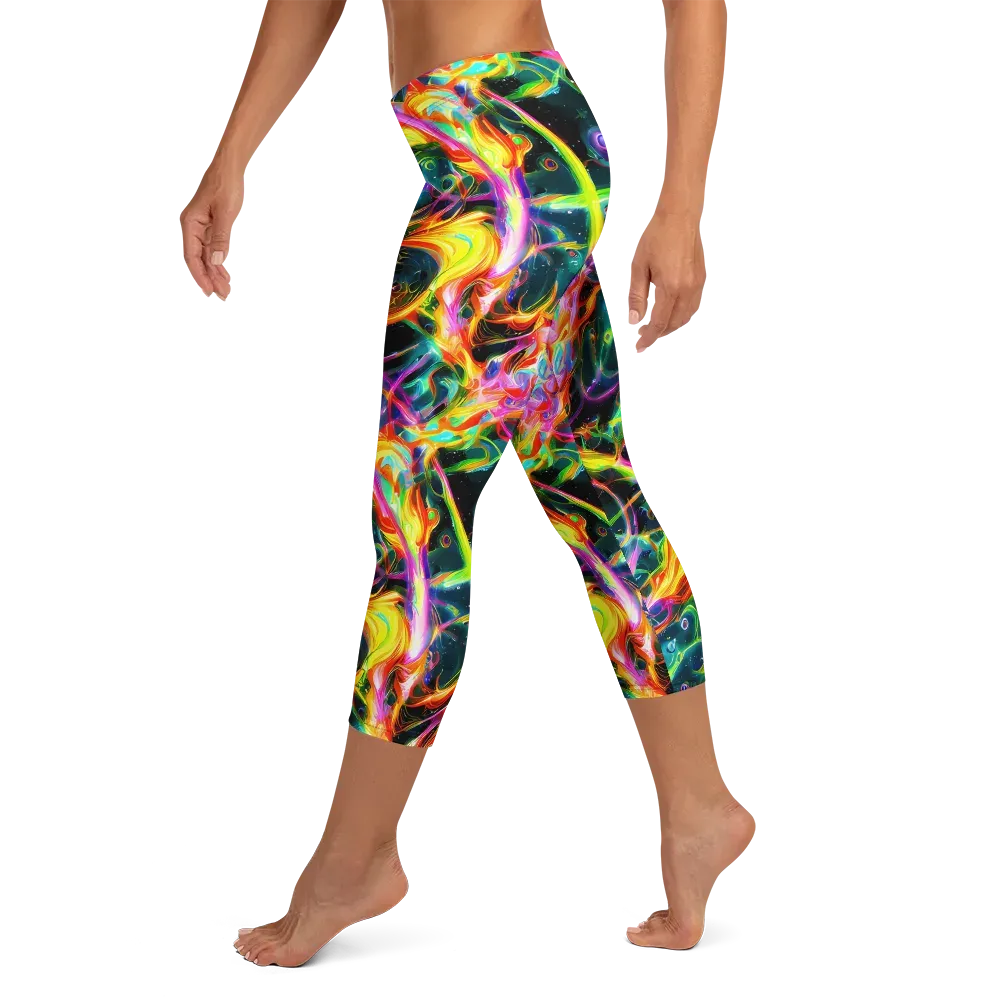 Astral Firestorm on Capri Leggings — Left