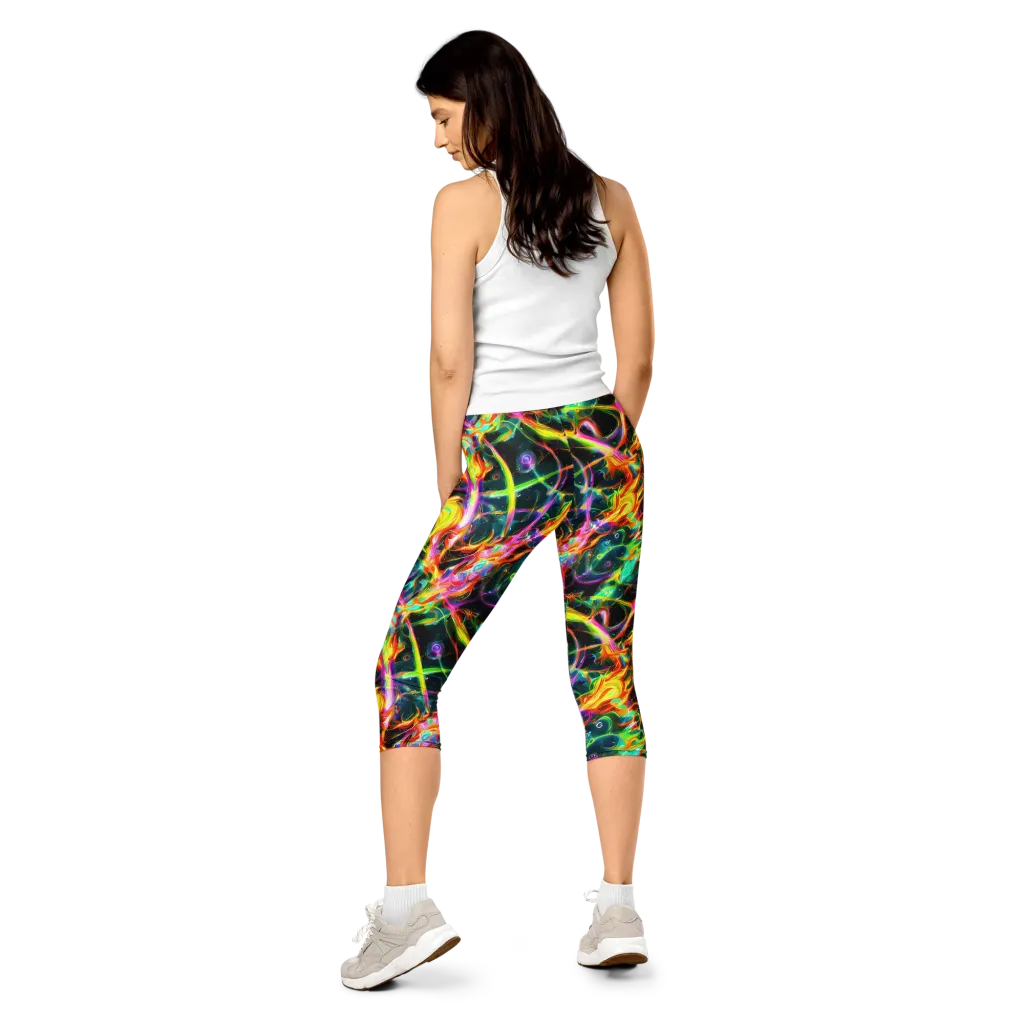 Astral Firestorm on Capri Leggings — Back
