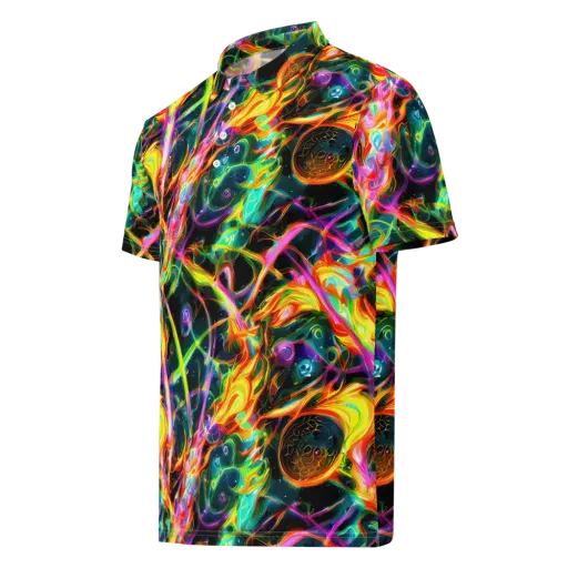 Astral Firestorm on a Men's Slim Fit Polo Shirt