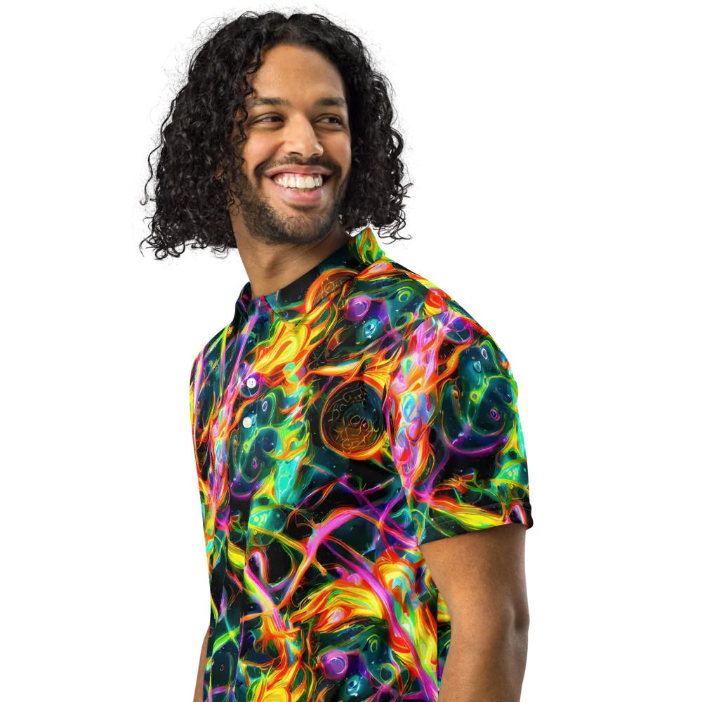 Astral Firestorm on Men's Slim Fit Polo Shirt — Left Front