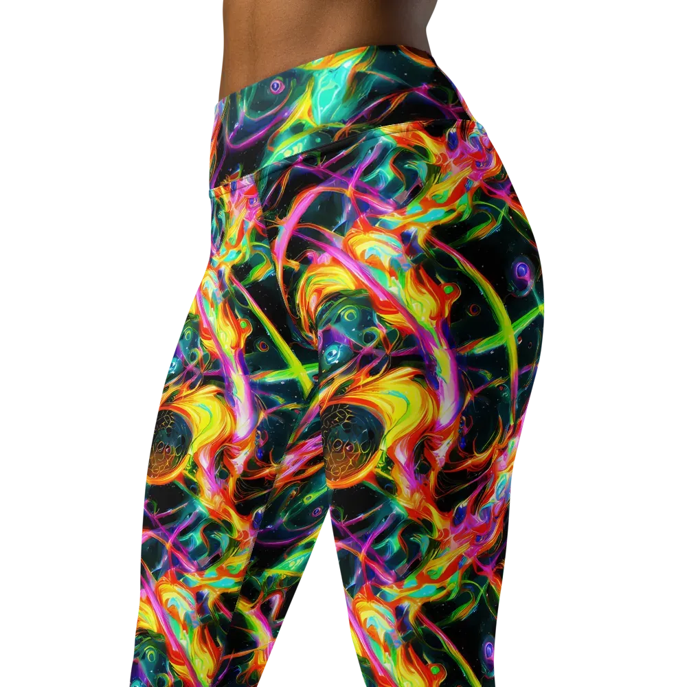 Astral Firestorm on Yoga Leggings — Left Front
