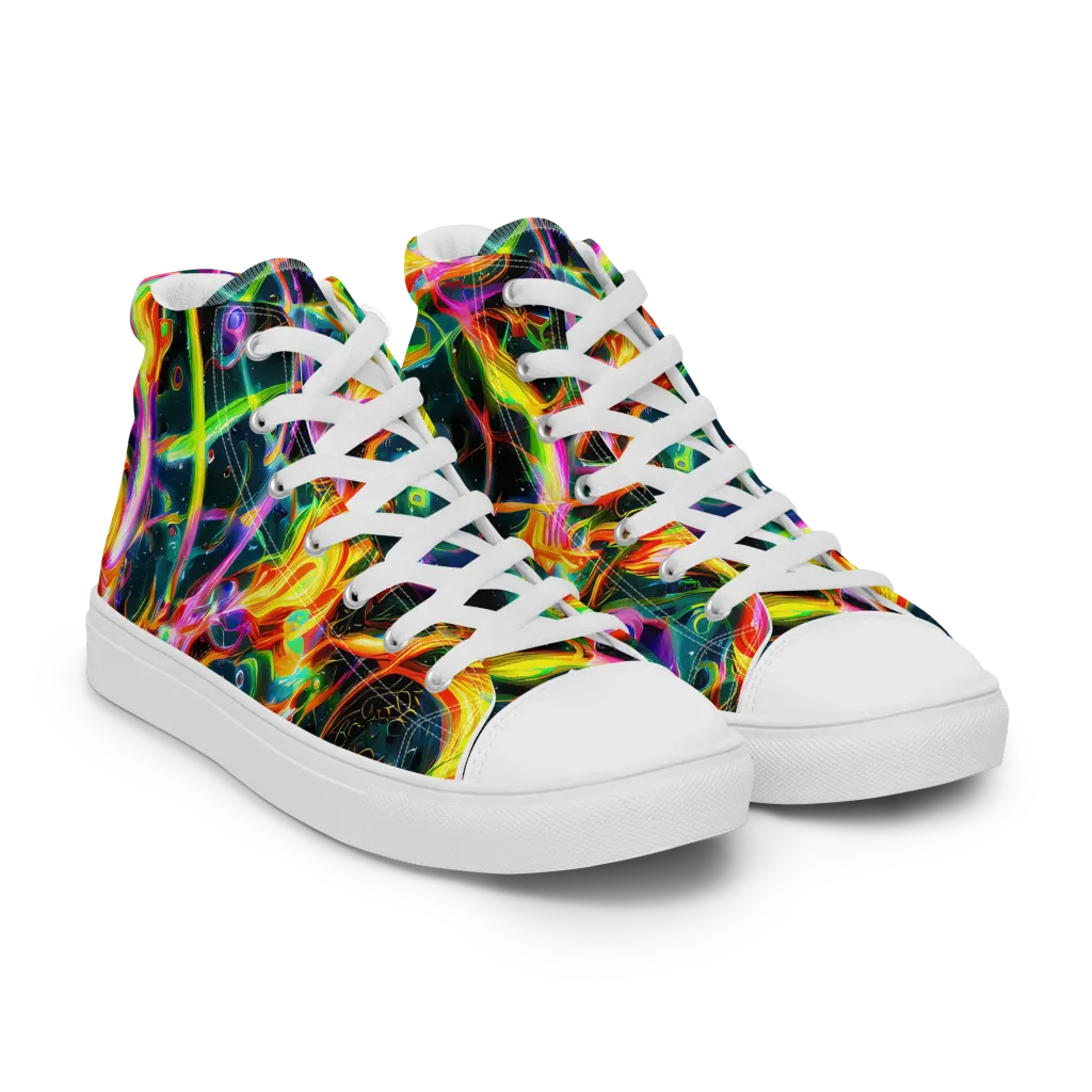 Astral Firestorm on Men's High Top Canvas Shoes — Right Front