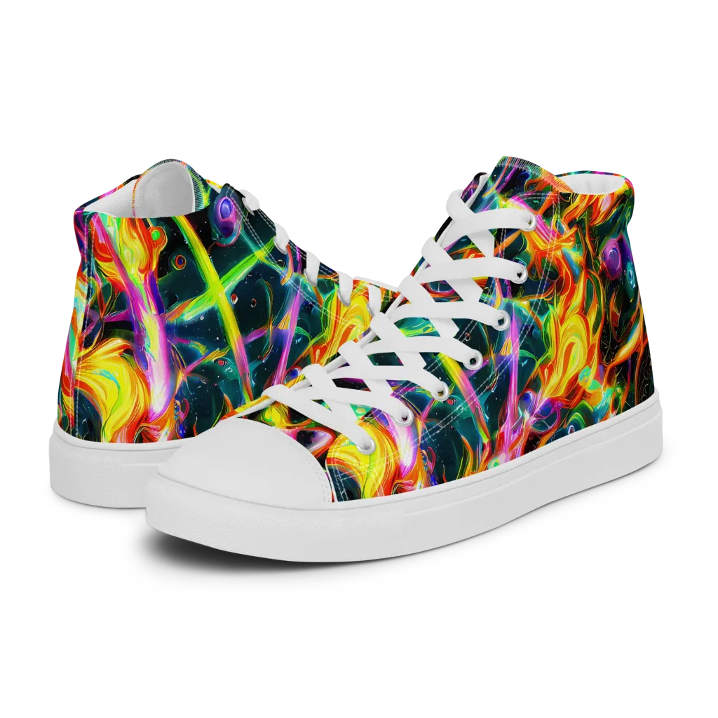 Astral Firestorm on Men's High Top Canvas Shoes — Left