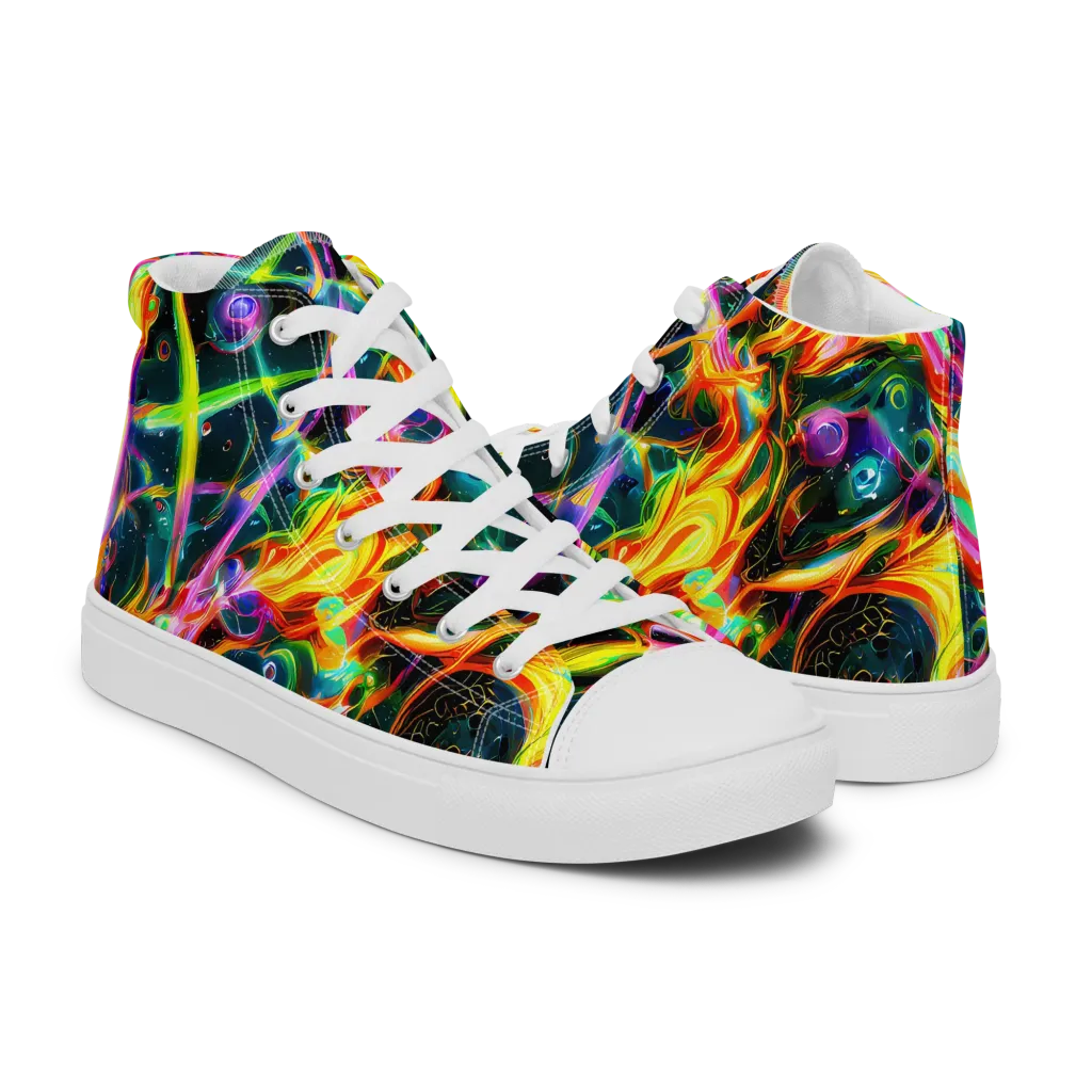 Astral Firestorm on Men's High Top Canvas Shoes — Right