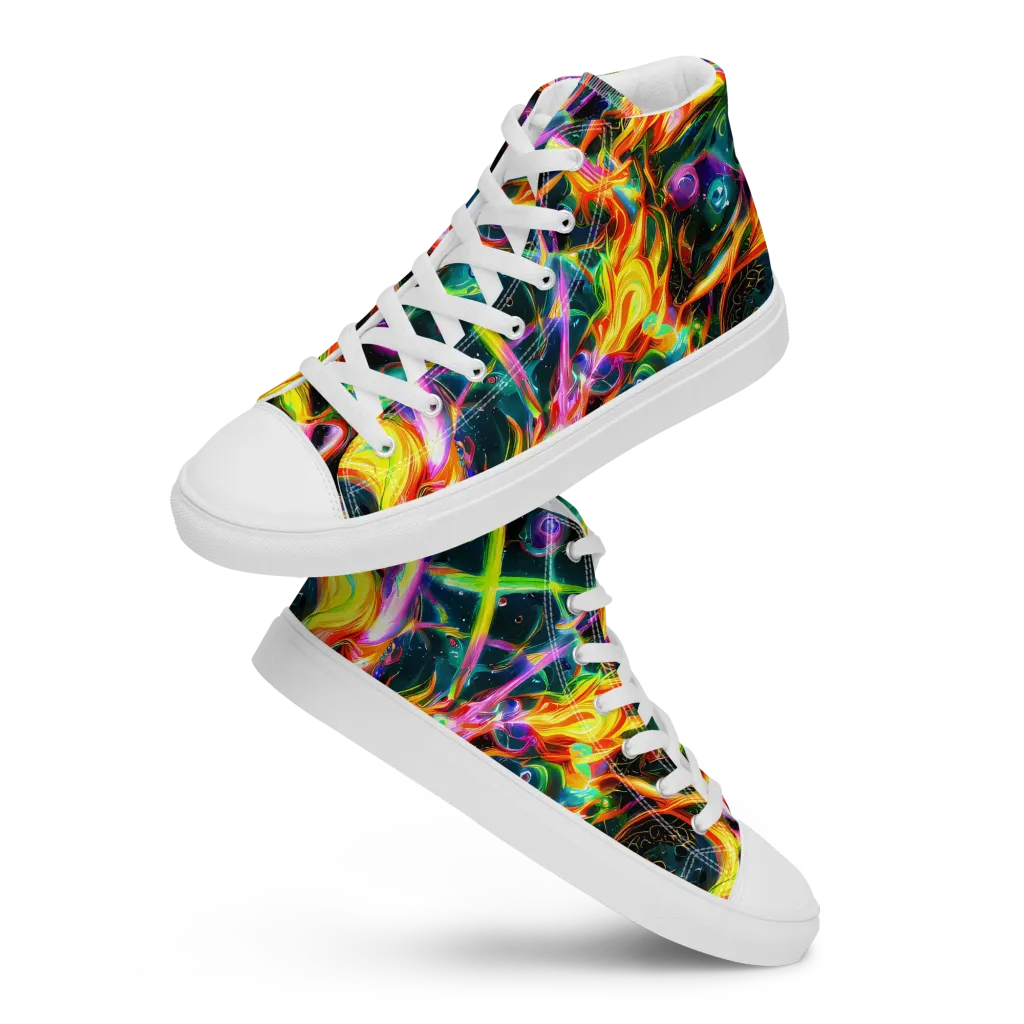 Astral Firestorm on Men's High Top Canvas Shoes — Front