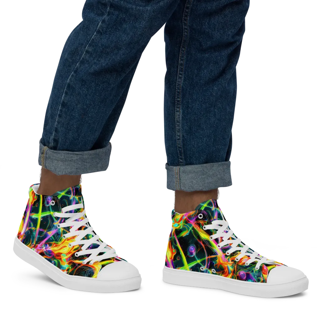 Astral Firestorm on Men's High Top Canvas Shoes — Right