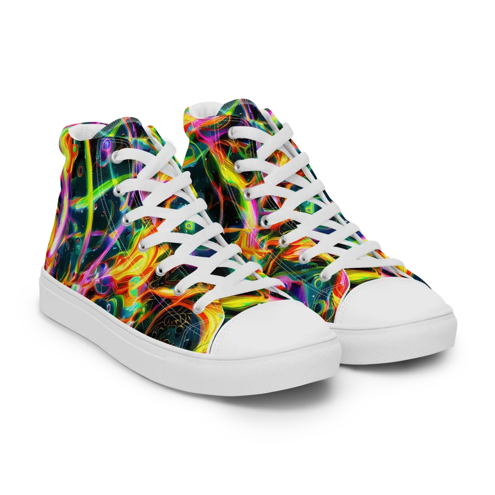 Astral Firestorm on Women's High Top Canvas Shoes — Right Front