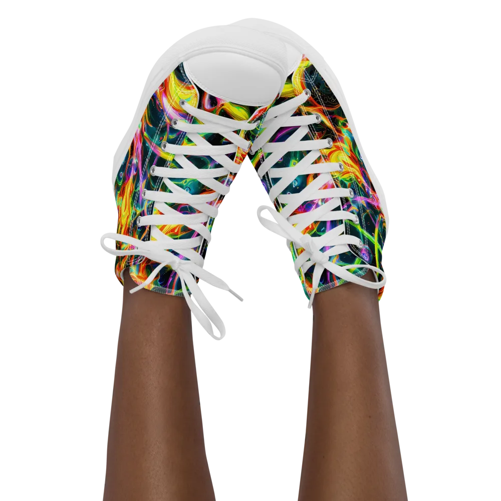 Astral Firestorm on Women's High Top Canvas Shoes — Front