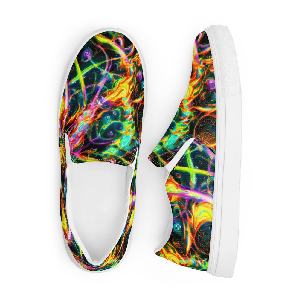 Astral Firestorm on Men's Slip-On Canvas Shoes — Front