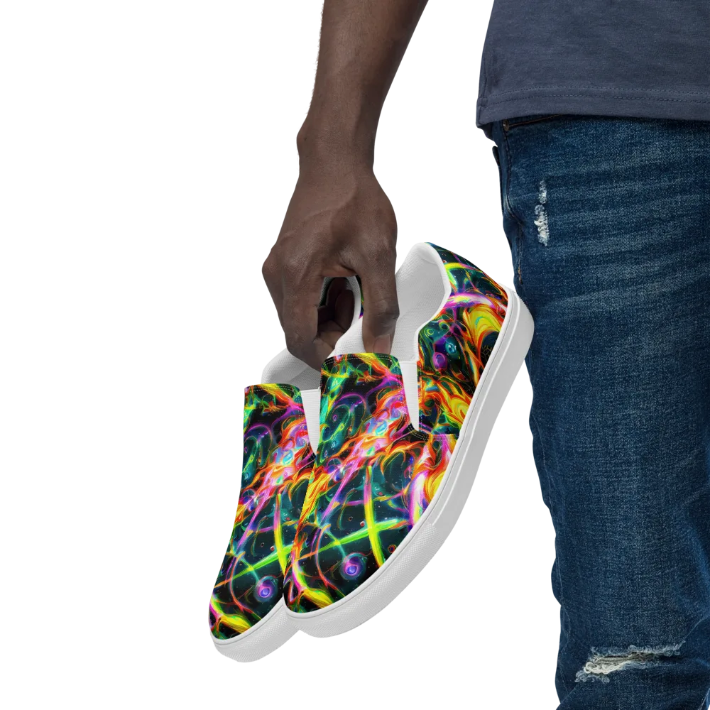 Astral Firestorm on Men's Slip-On Canvas Shoes — Left Front