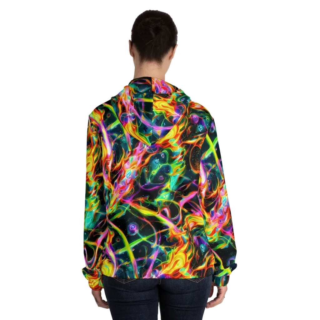 Astral Firestorm on Women's Full-Zip Hoodie — Back On Person