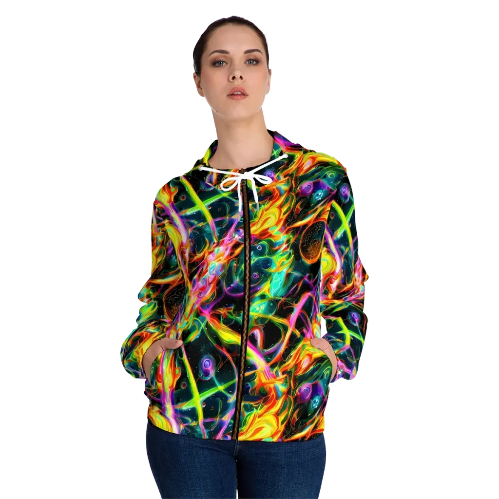 Astral Firestorm on Women's Full-Zip Hoodie — Front On Person