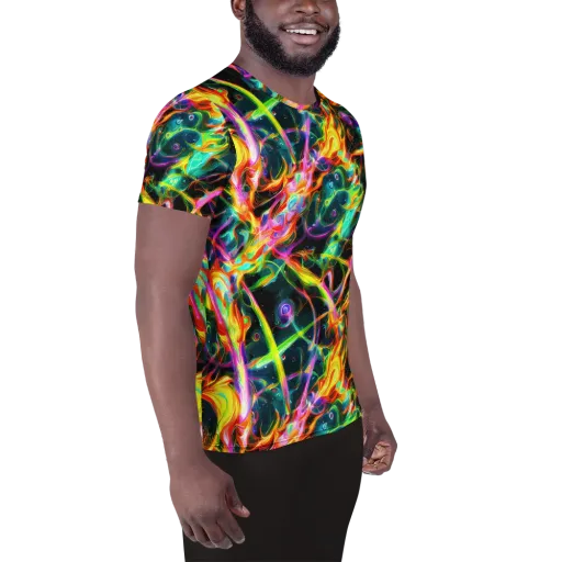 Astral Firestorm on a Men's Athletic T-Shirt