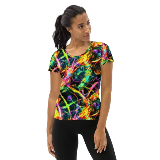 Astral Firestorm on a Women's Athletic T-Shirt