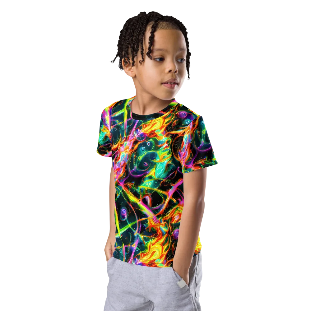 Astral Firestorm on Kids Crew Neck T-Shirt — Left Front