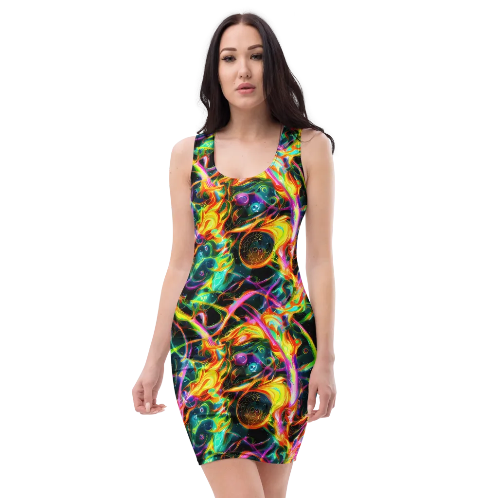 Astral Firestorm on Bodycon Dress — Front