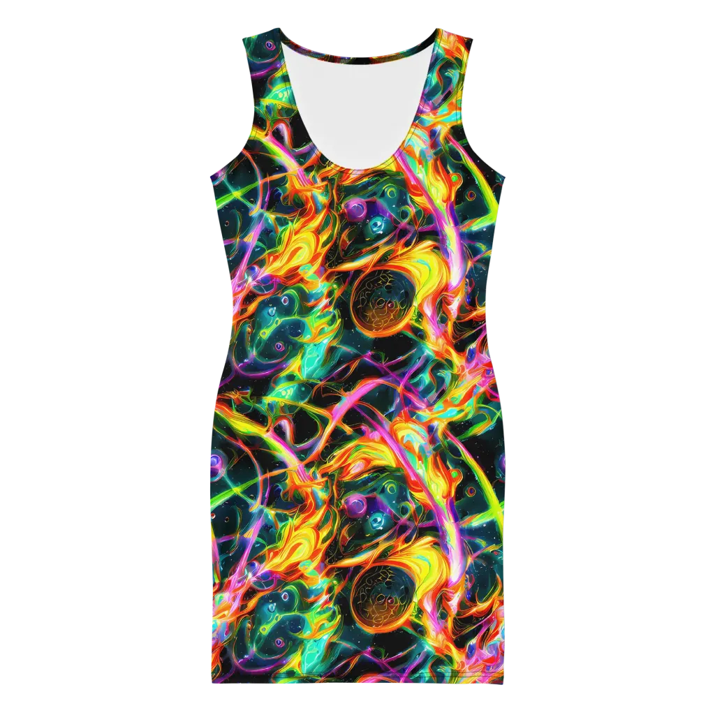 Astral Firestorm on Bodycon Dress — Front