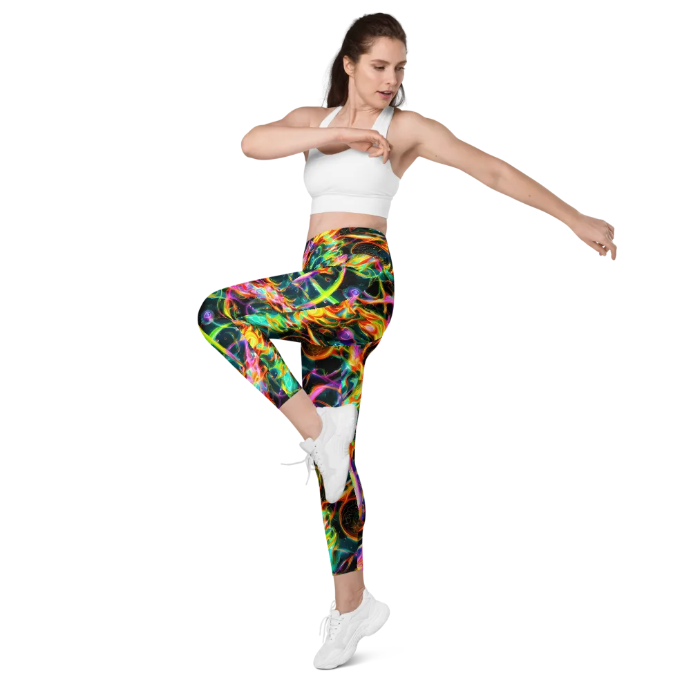 Astral Firestorm on Leggings with Pockets — Left Front