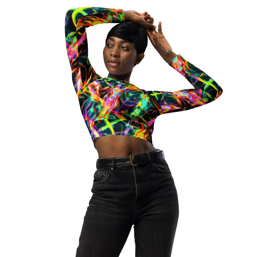 Astral Firestorm on Long Sleeve Crop Top — Front