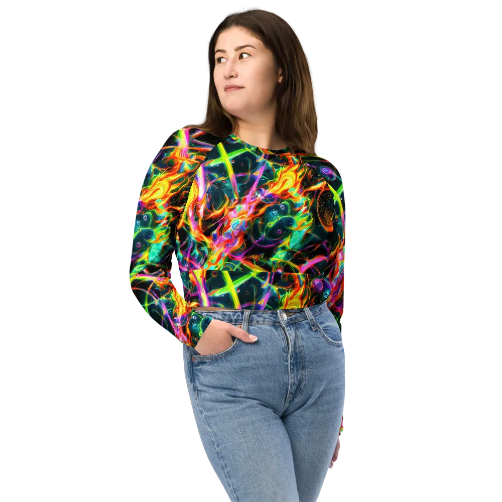 Astral Firestorm on Long Sleeve Crop Top — Front