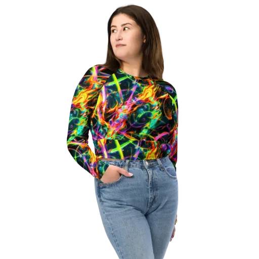 Astral Firestorm on a Long Sleeve Crop Top