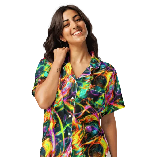 Astral Firestorm on a Women's Short Sleeve Pajama Top