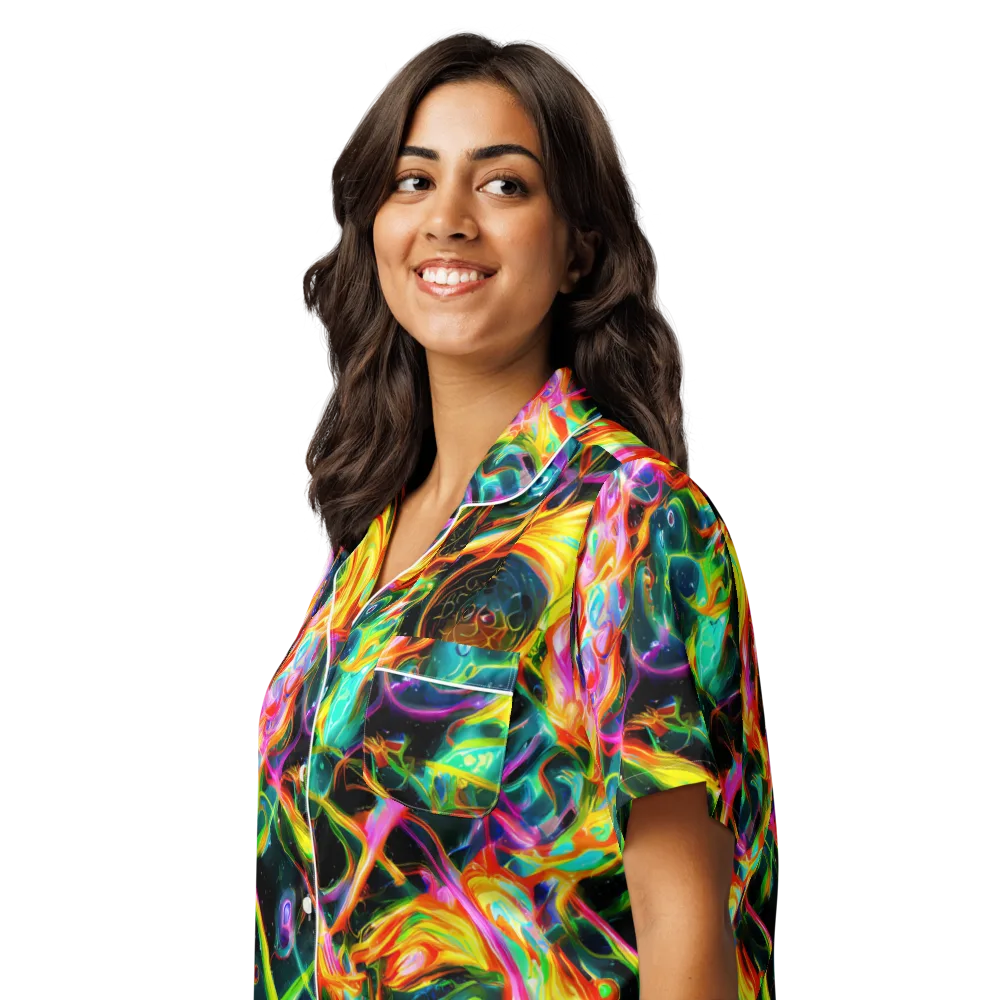 Astral Firestorm on Women's Short Sleeve Pajama Top — Left Front
