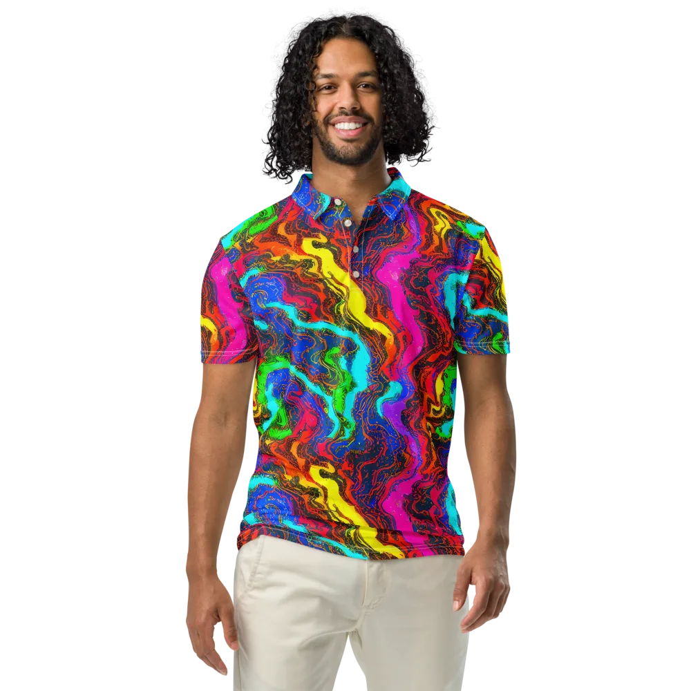 Prismatic Fossils on Men's Slim Fit Polo Shirt — Front