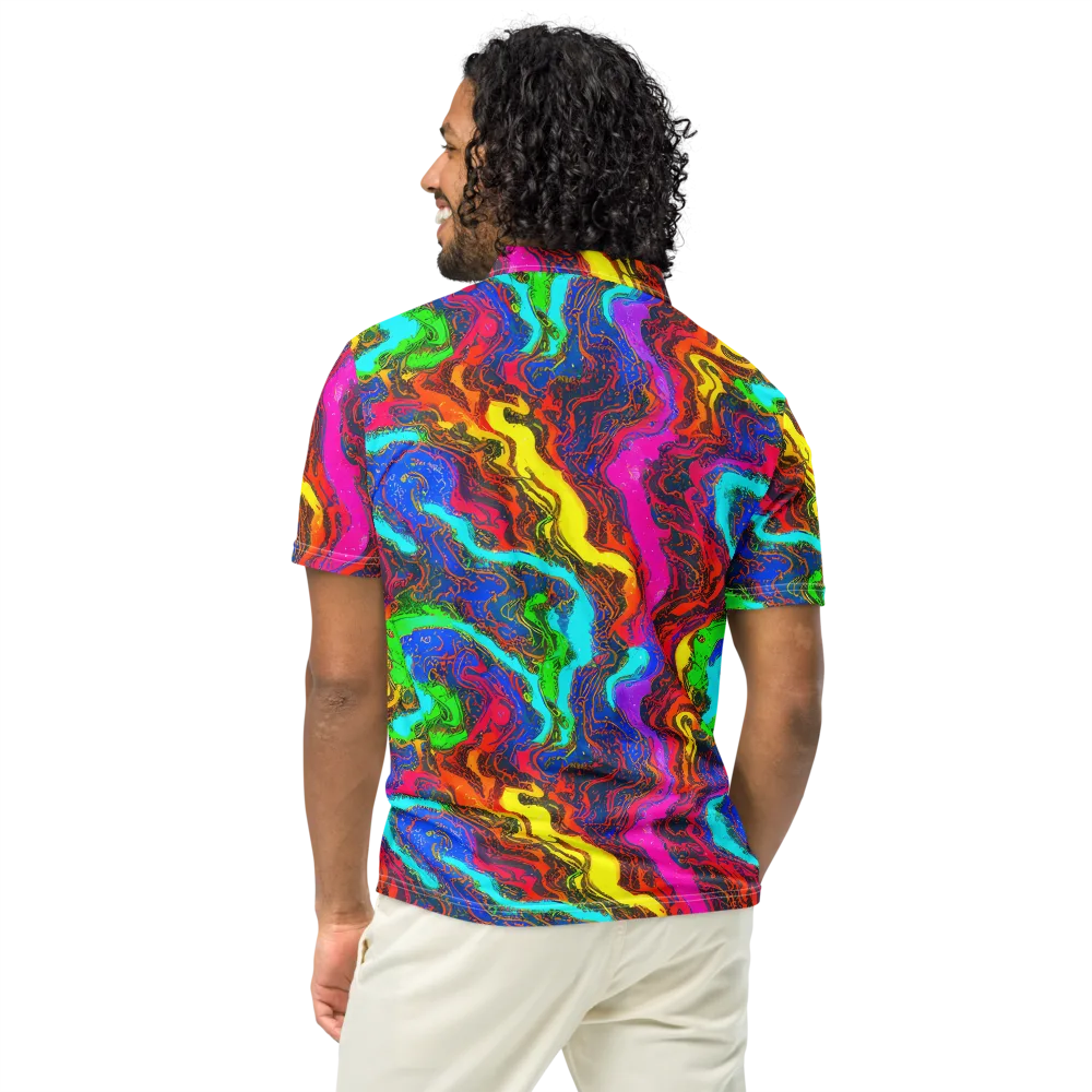 Prismatic Fossils on Men's Slim Fit Polo Shirt — Back