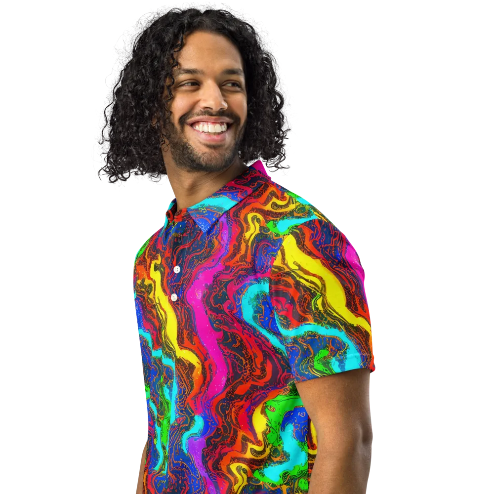 Prismatic Fossils on Men's Slim Fit Polo Shirt — Left Front