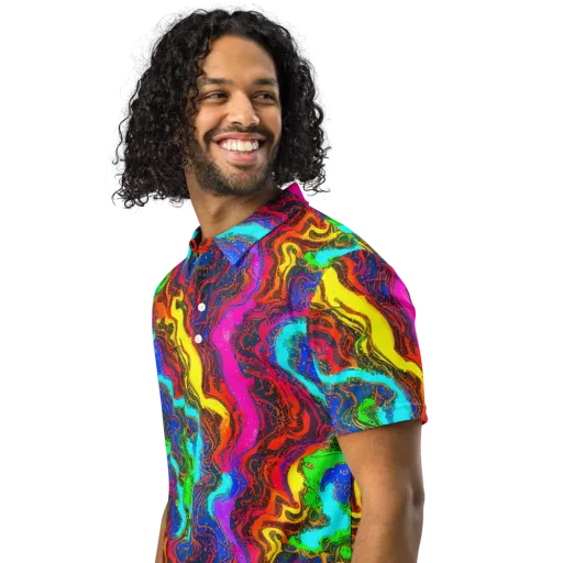 Prismatic Fossils on a Men's Slim Fit Polo Shirt