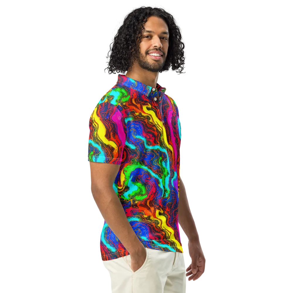 Prismatic Fossils on Men's Slim Fit Polo Shirt — Right Front