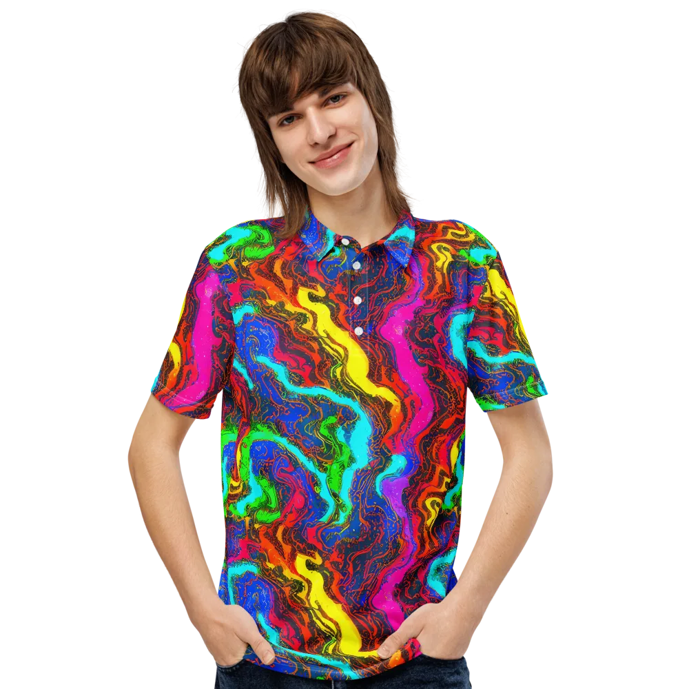 Prismatic Fossils on Men's Slim Fit Polo Shirt — Front