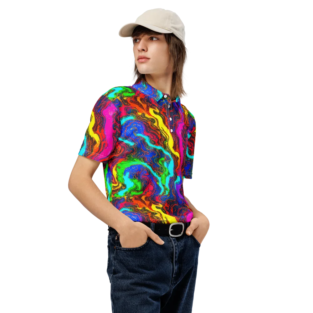 Prismatic Fossils on Men's Slim Fit Polo Shirt — Right Front