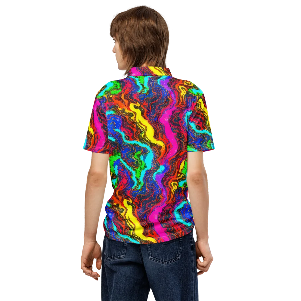 Prismatic Fossils on Men's Slim Fit Polo Shirt — Back