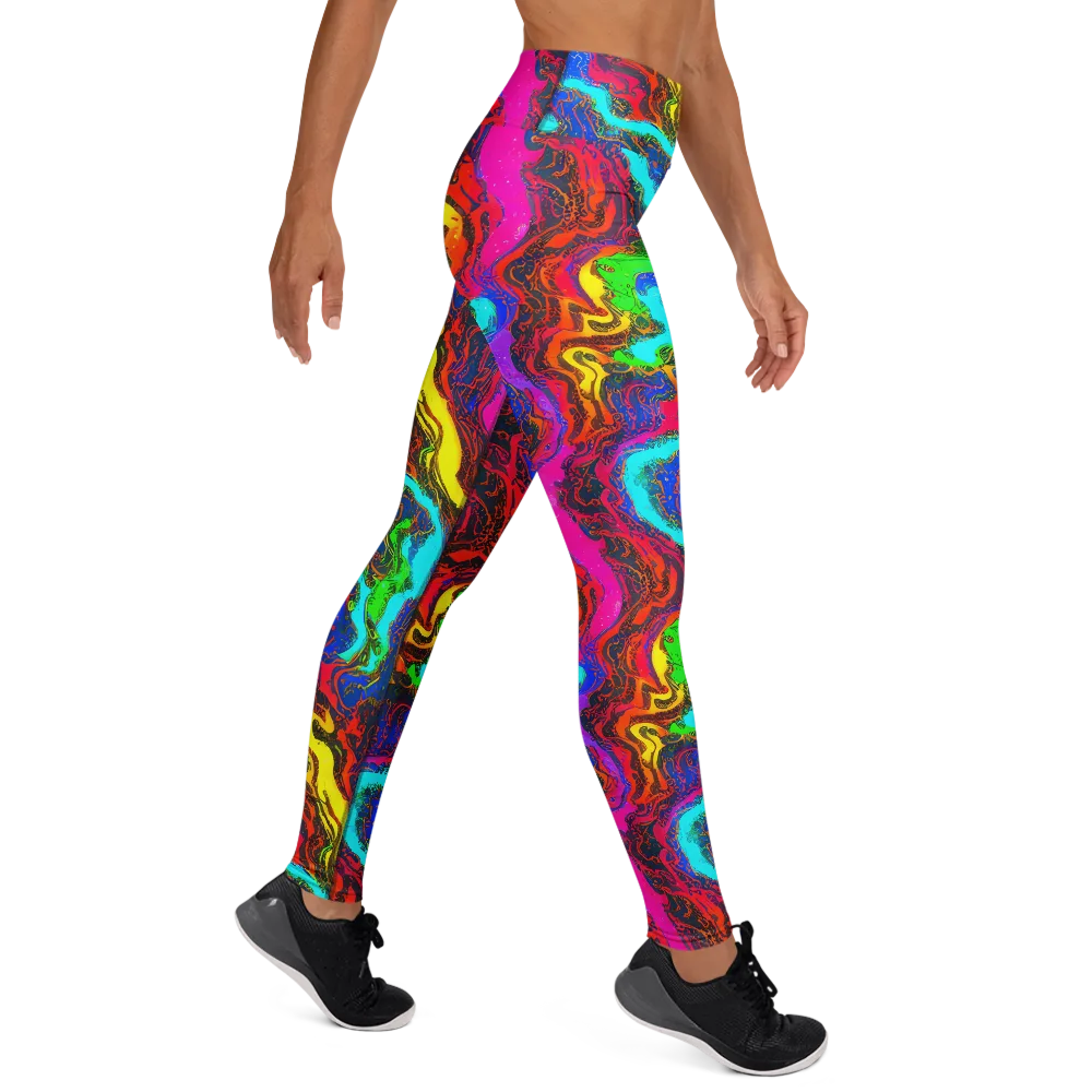 Prismatic Fossils on Yoga Leggings — Right